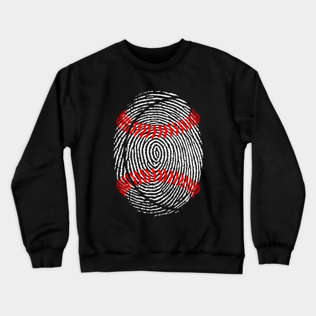 Funny Baseball It's in my DNA Fingerprint Crewneck Sweatshirt by ChrifBouglas